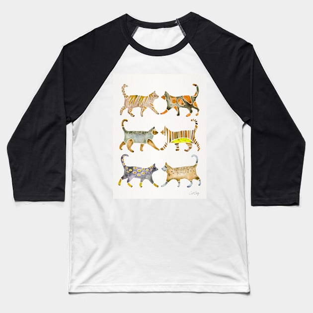 Yellow Cat Collection Baseball T-Shirt by CatCoq